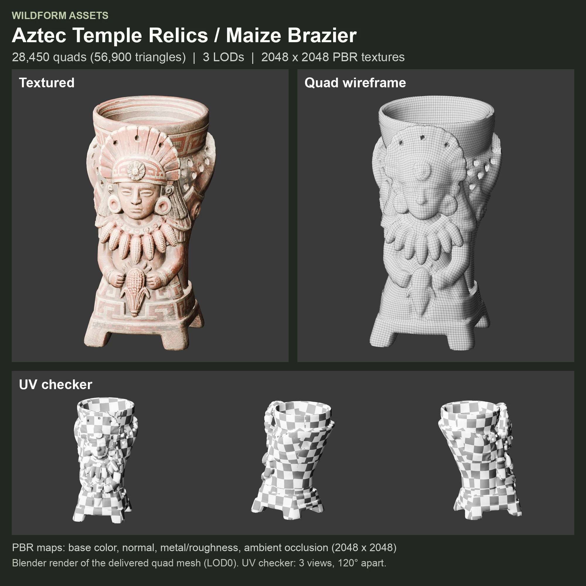 Maize Brazier: Model, wireframe and UVs