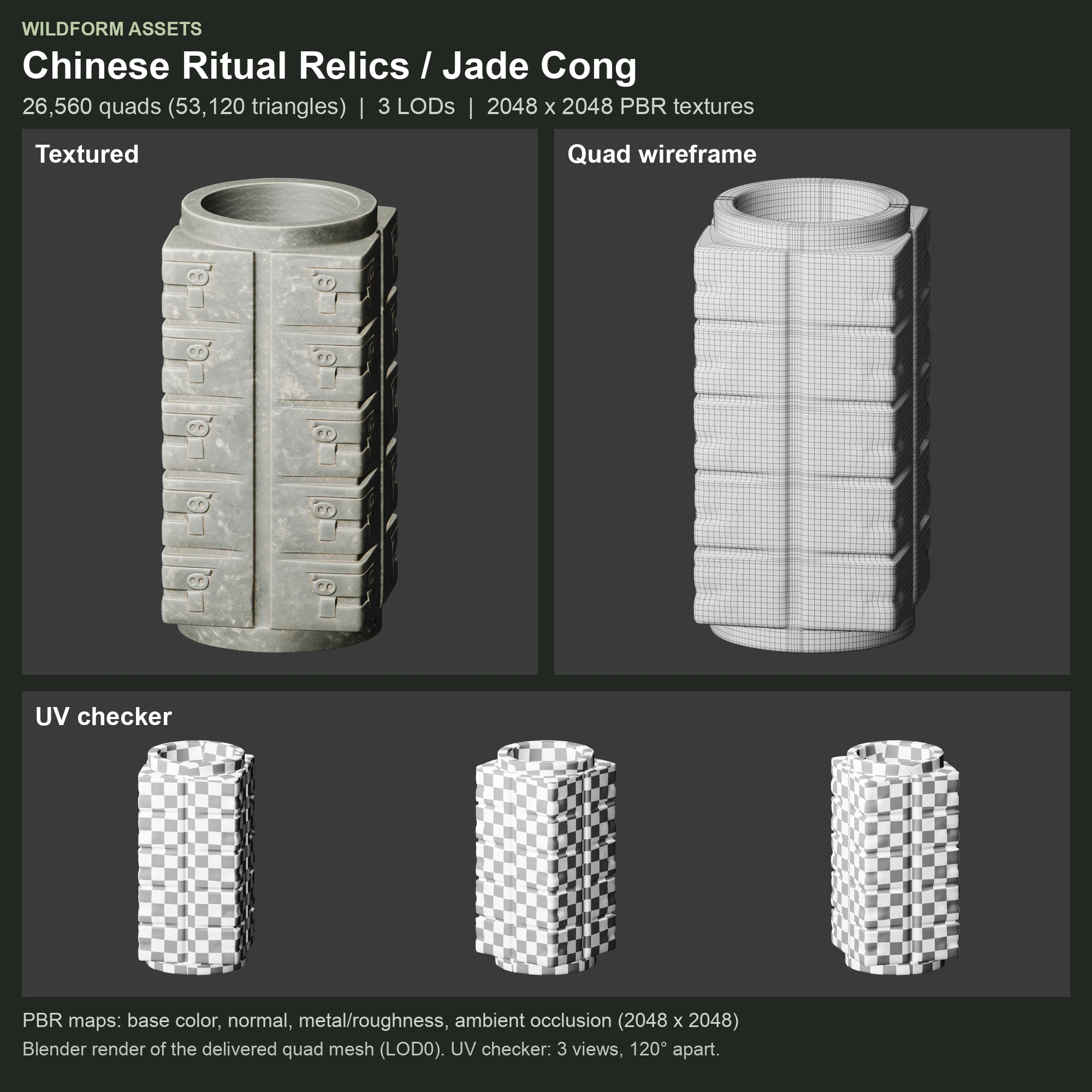 Jade Cong: Model, wireframe and UVs
