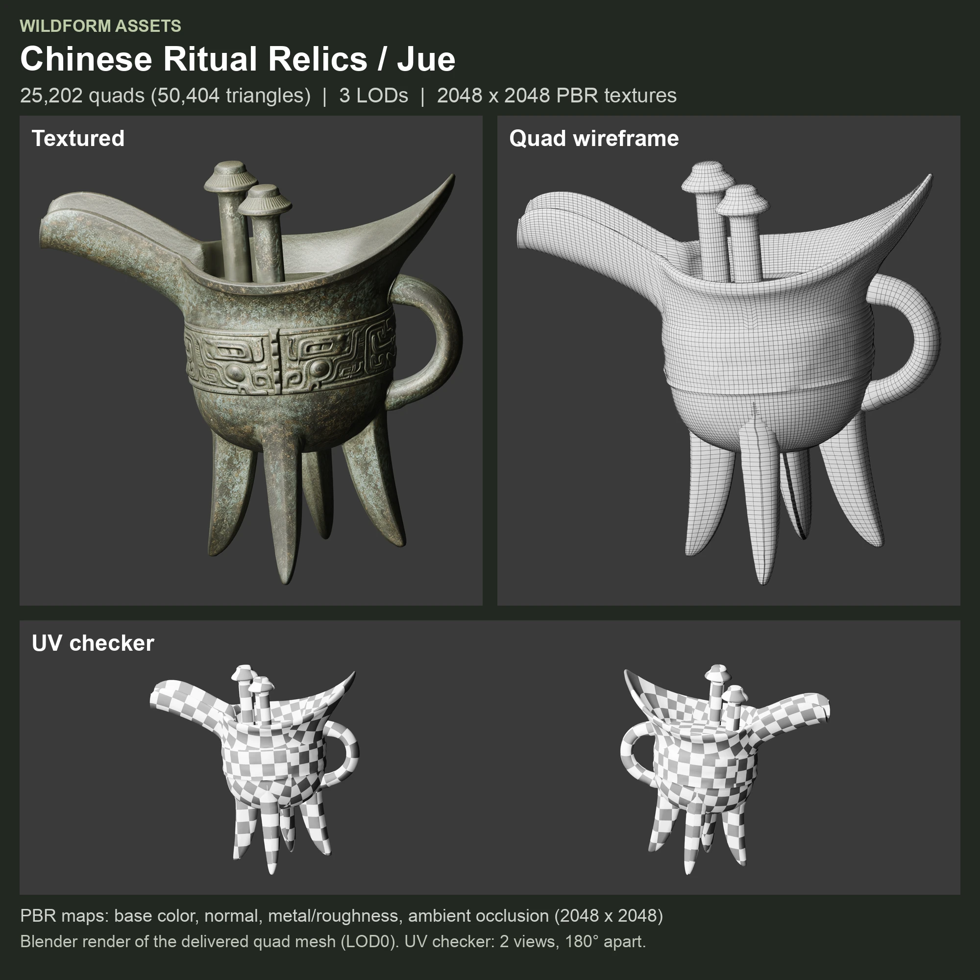 Jue: Model, wireframe and UVs