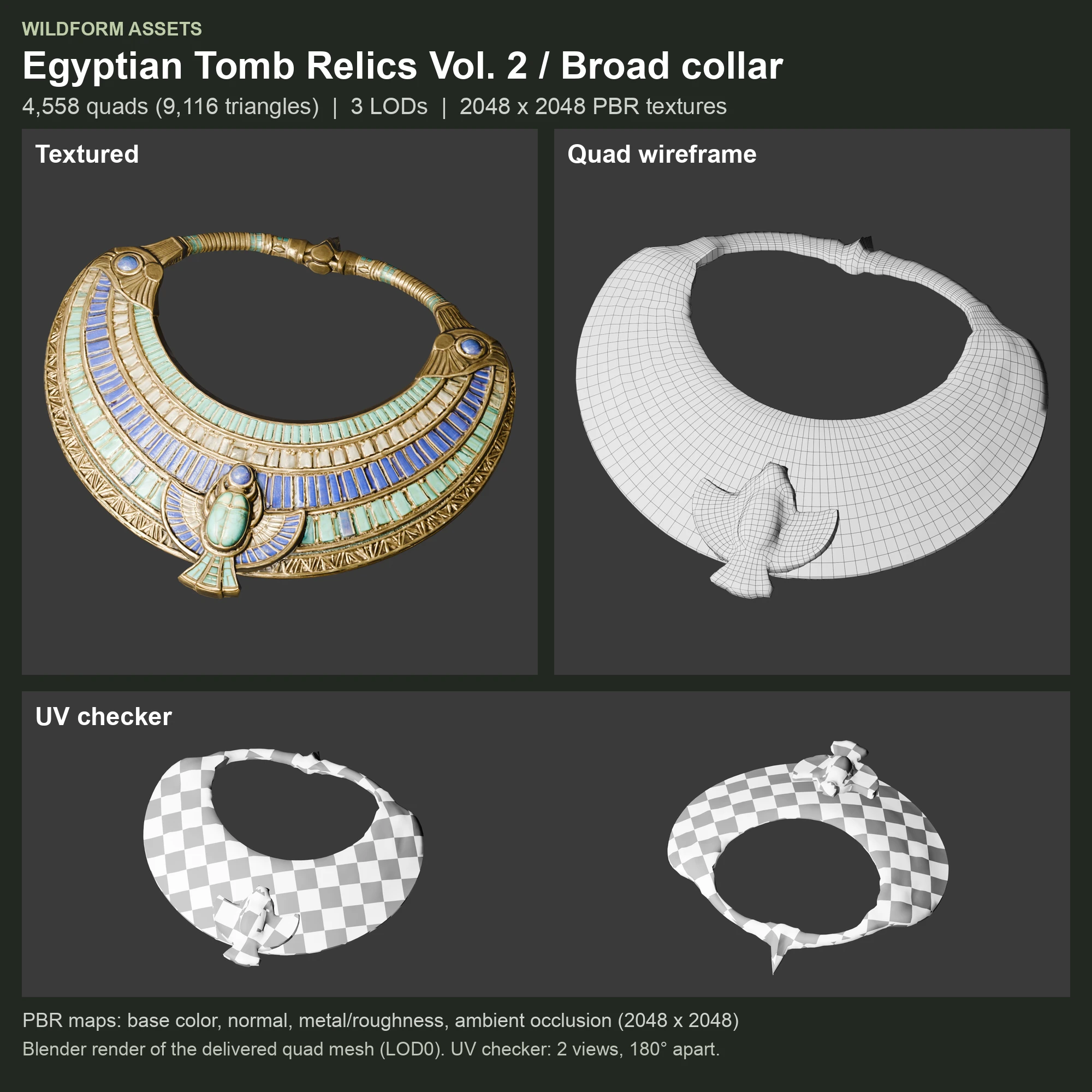 Broad collar: Model, wireframe and UVs