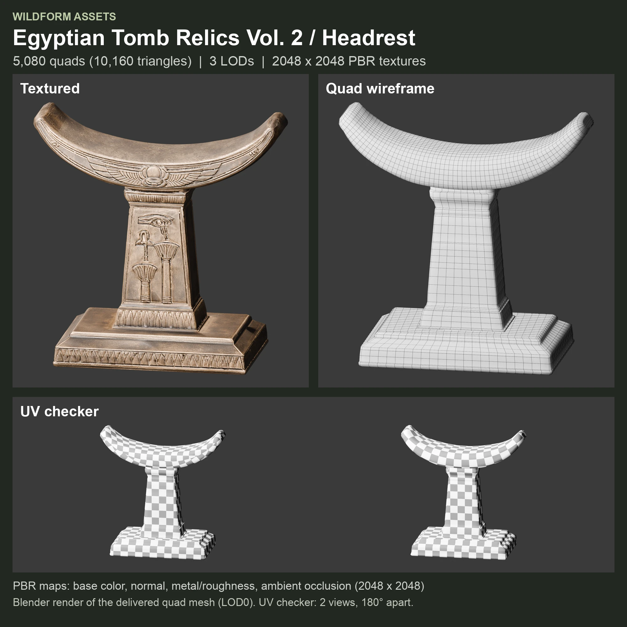 Headrest: Model, wireframe and UVs