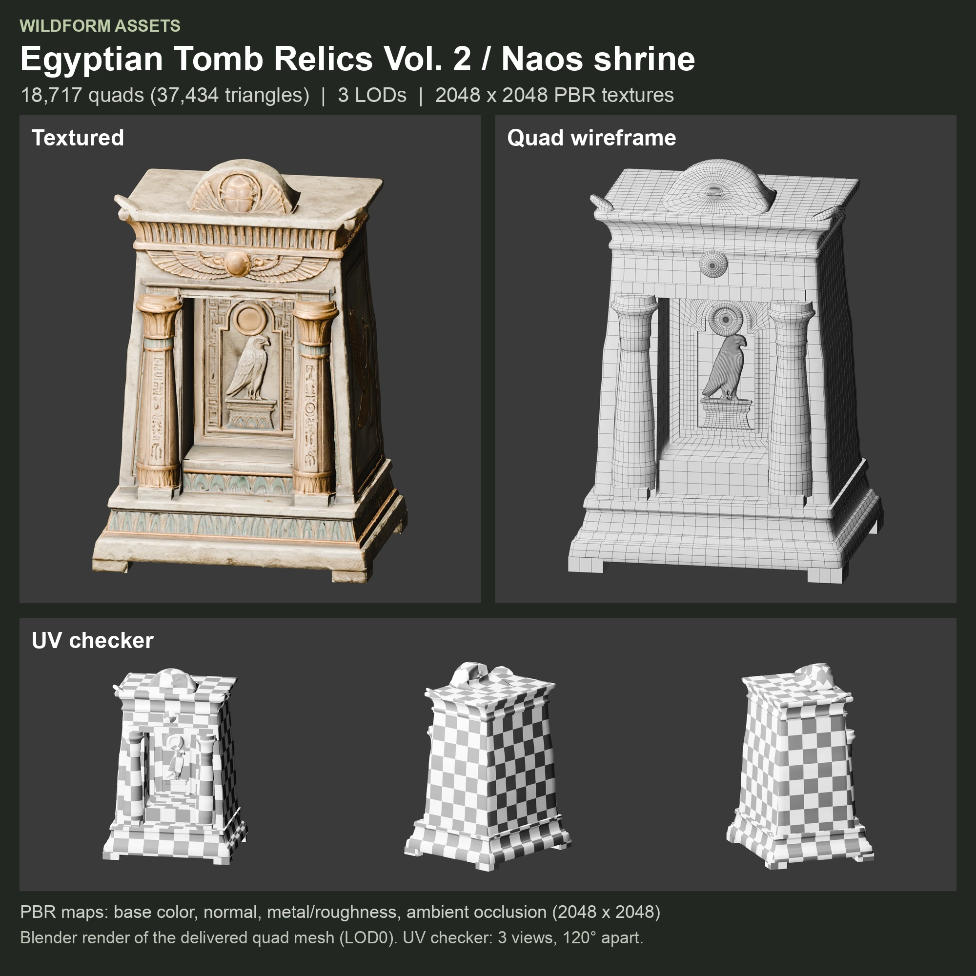 Naos shrine: Model, wireframe and UVs