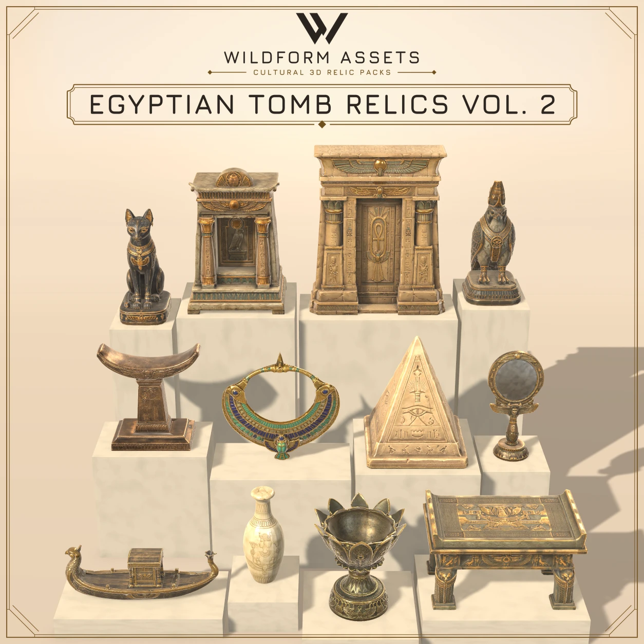 Wildform Assets Egyptian Tomb Relics Vol. 2 preview with twelve ancient Egyptian props