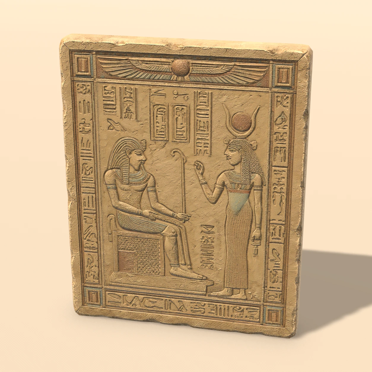 Carved relief tablet 3D model, Egyptian Tomb Relics