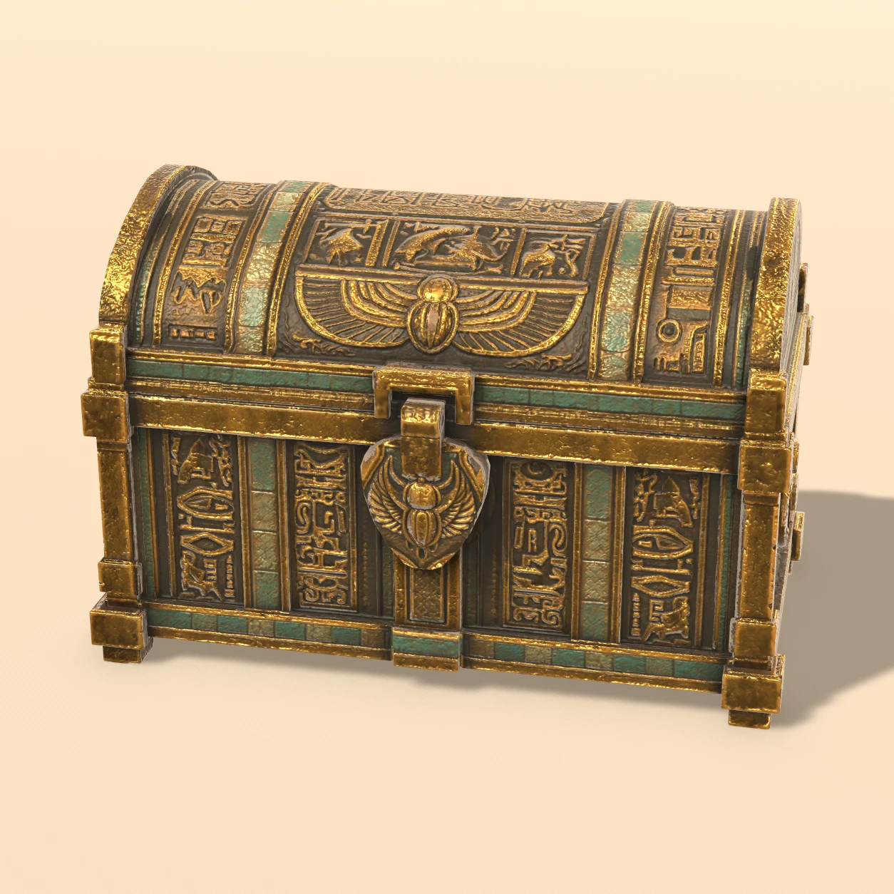Hieroglyphic chest 3D model, Egyptian Tomb Relics