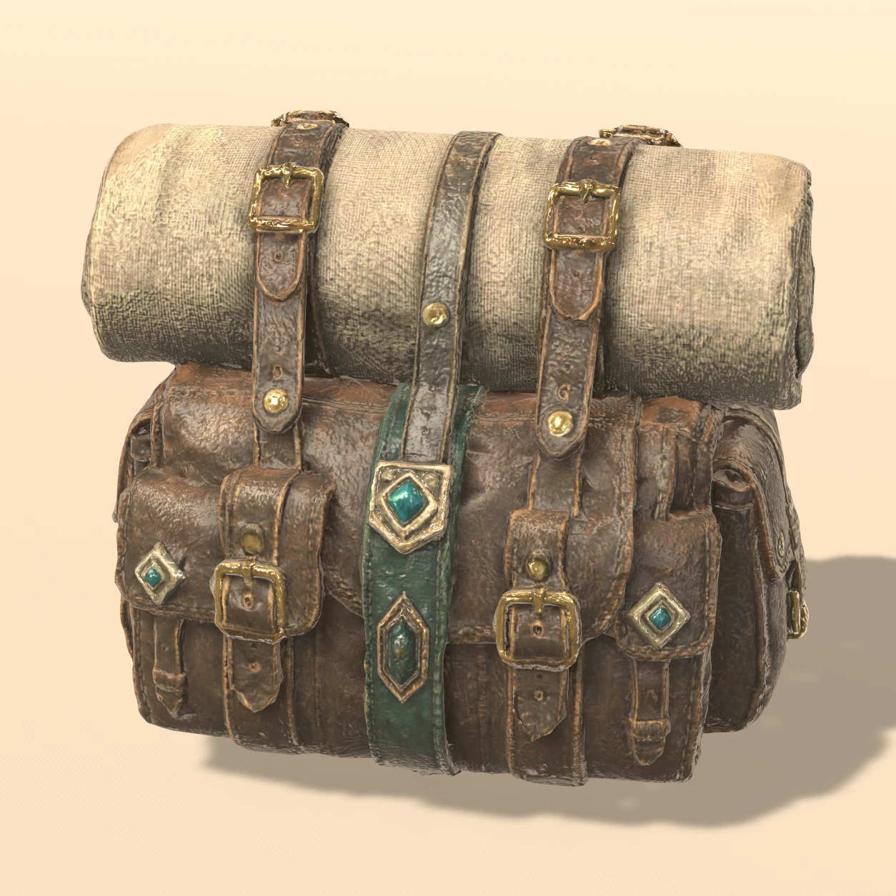 Bedroll Pack 3D model, Fantasy Expedition Gear