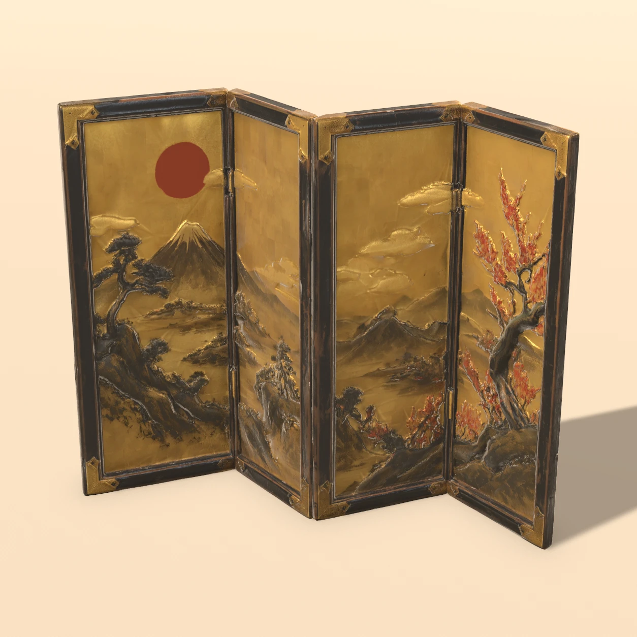 Byobu Screen 3D model, Feudal Japan Relics