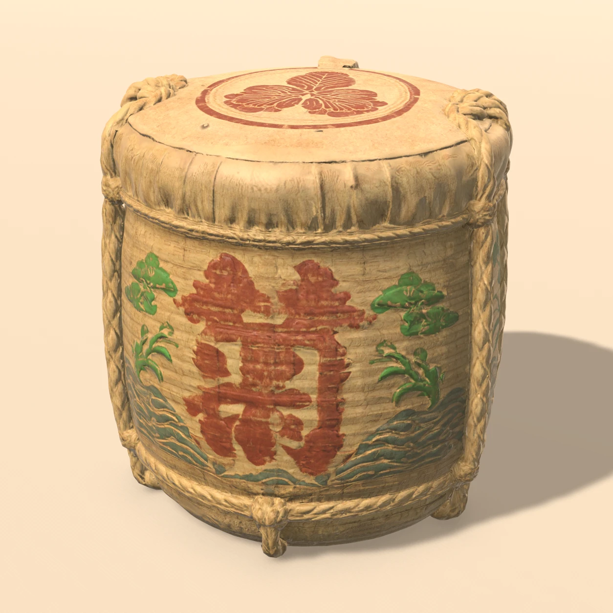 Sake Barrel 3D model, Feudal Japan Relics
