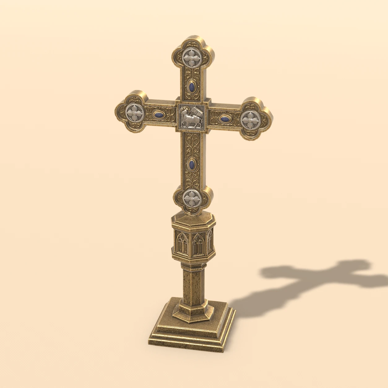 Processional Cross 3D model, Medieval Monastery Relics