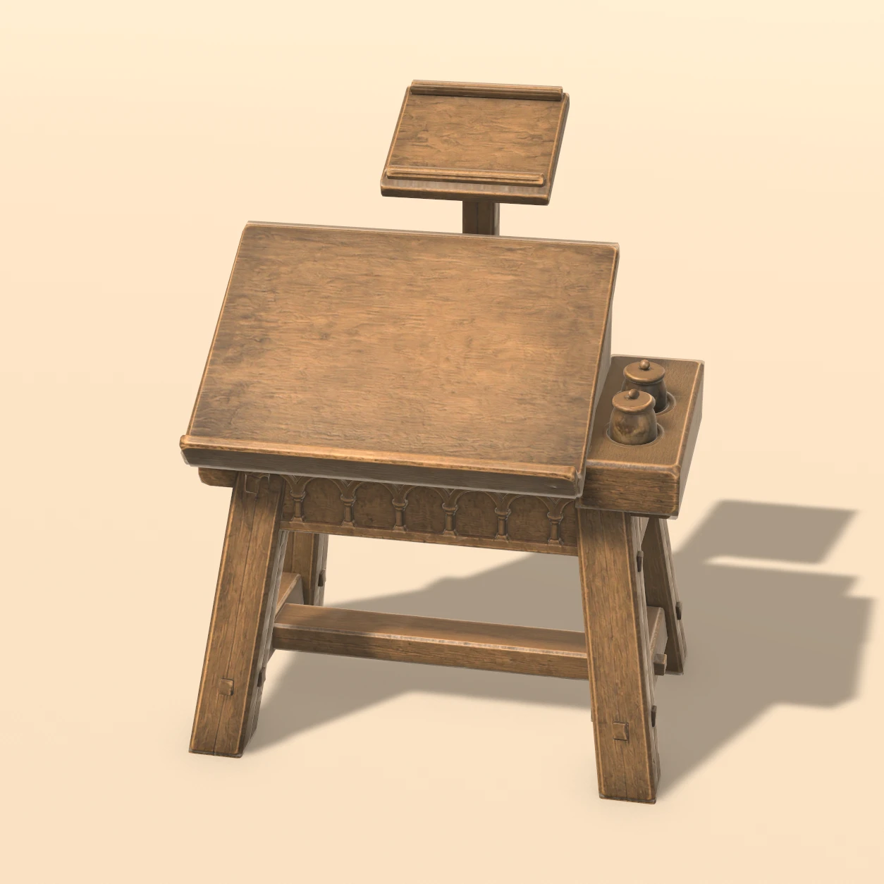 Scriptorium Desk 3D model, Medieval Monastery Relics
