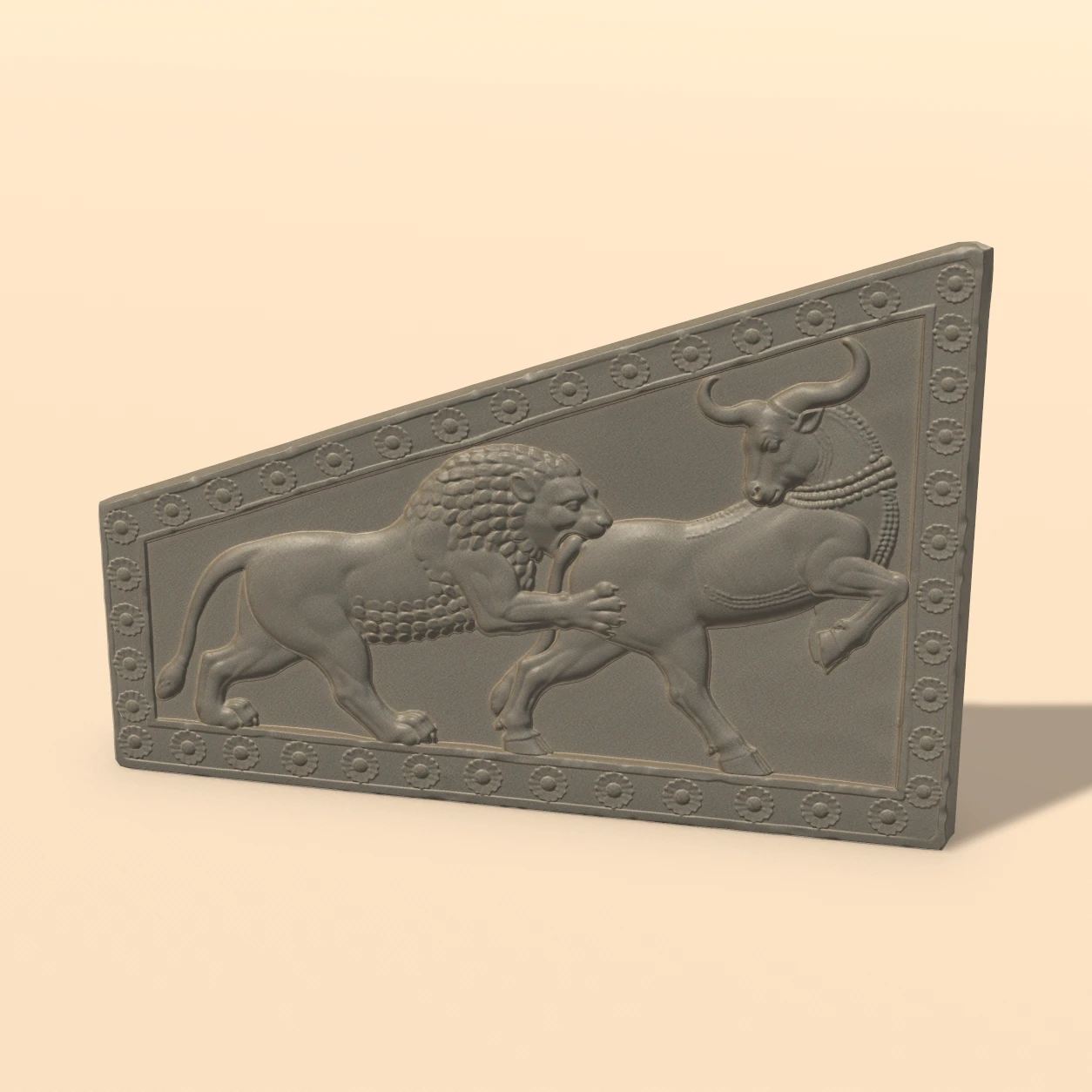 Lion and Bull Spandrel 3D model, Persian Palace Relics