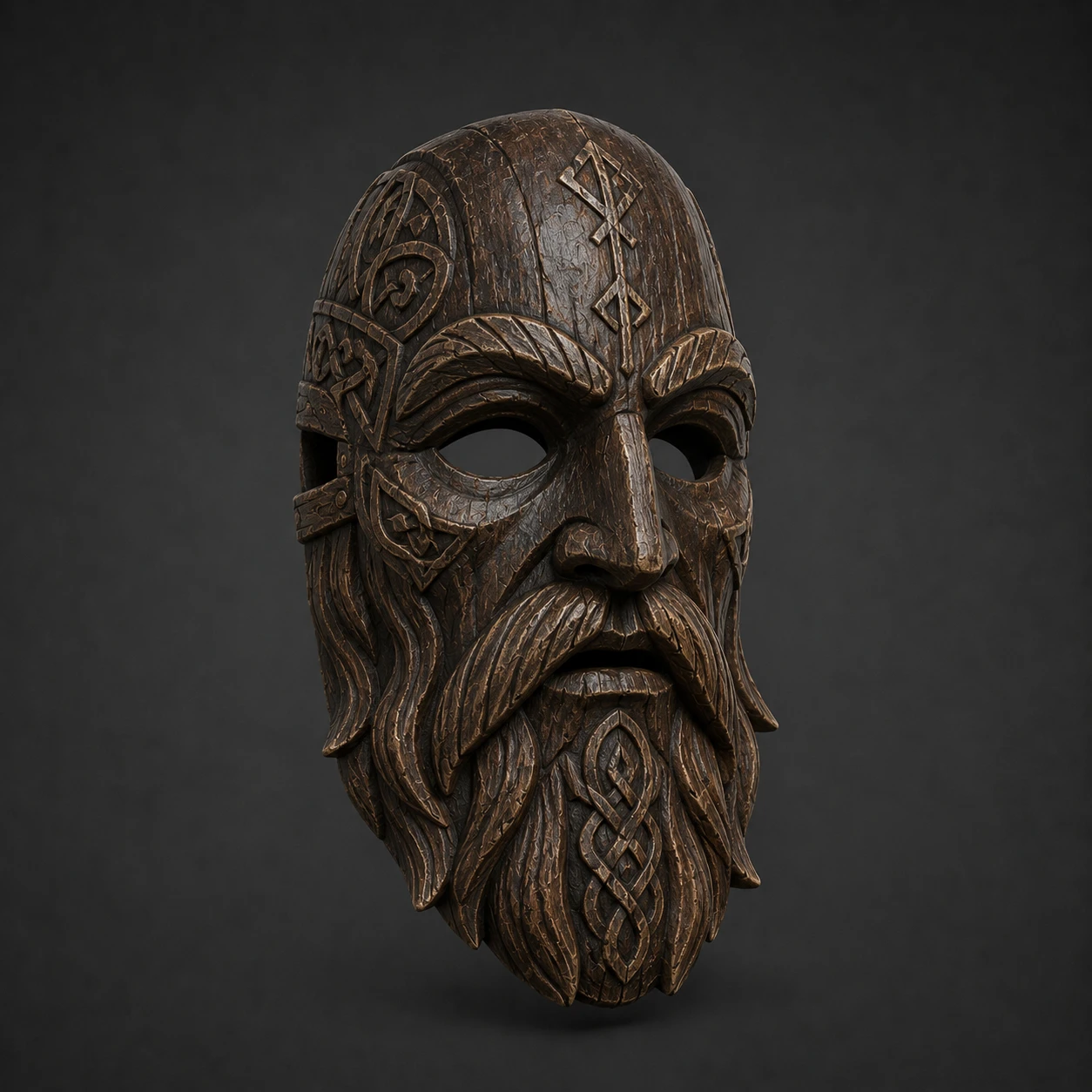 Carved Wooden Mask, Viking Ritual Relics
