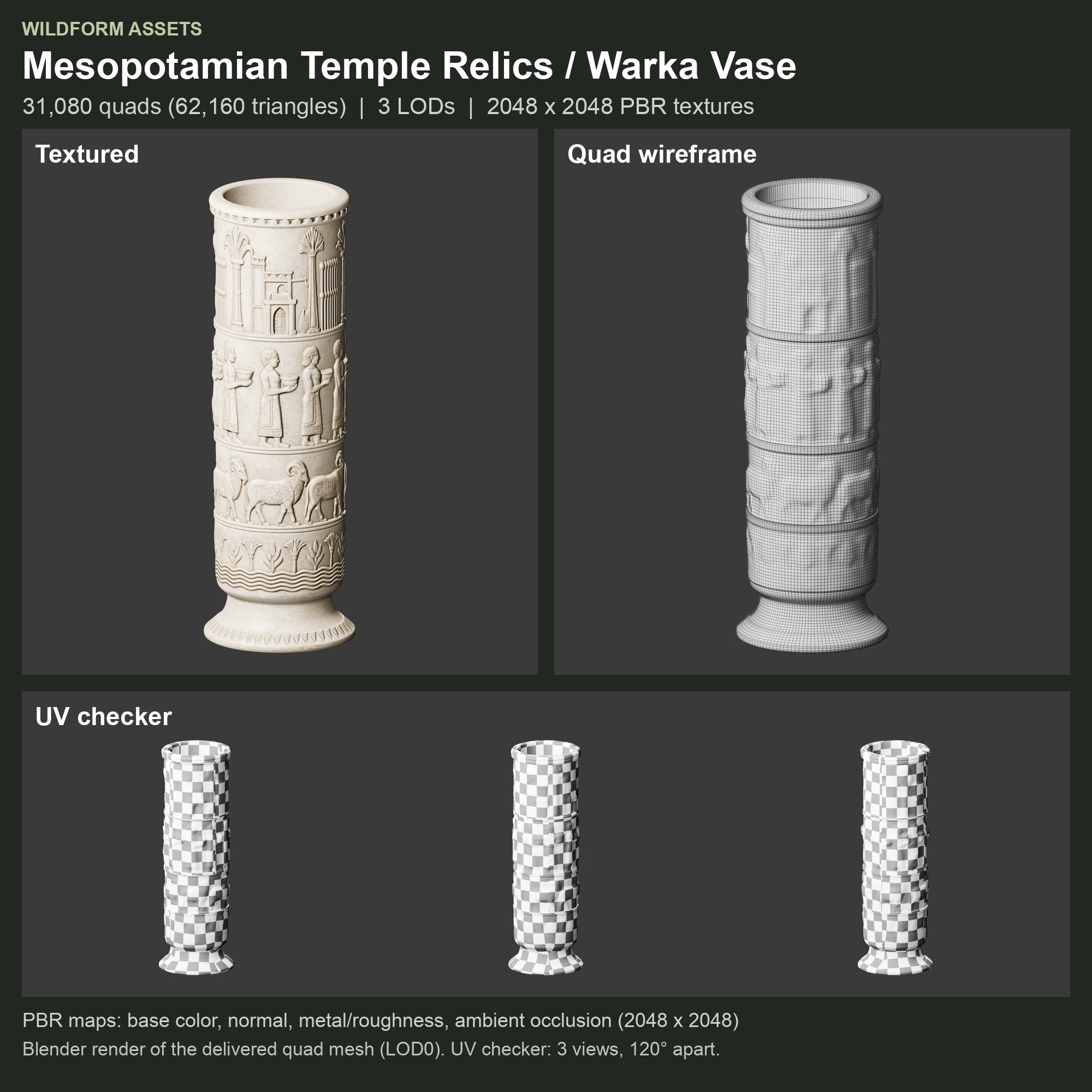 Warka Vase: Model, wireframe and UVs
