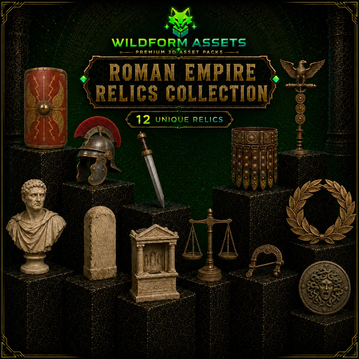 고대 로마 소품 12점이 담긴 Wildform Assets Roman Empire Relics 미리보기